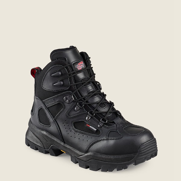 Red Wing Mens Hiking Boots - Truhiker - 6-inch Waterproof Safety Toe - Black - WTV248506